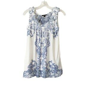 Espresso | Blue White Flower Collar Tank Top Sz S